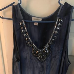 Blue maxi dress with jewel neck line